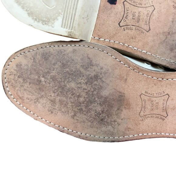 Vintage Striker Beige Split Toe Bowling Shoes Mens Size 10 Rockabilly Steampunk - Picture 14 of 15